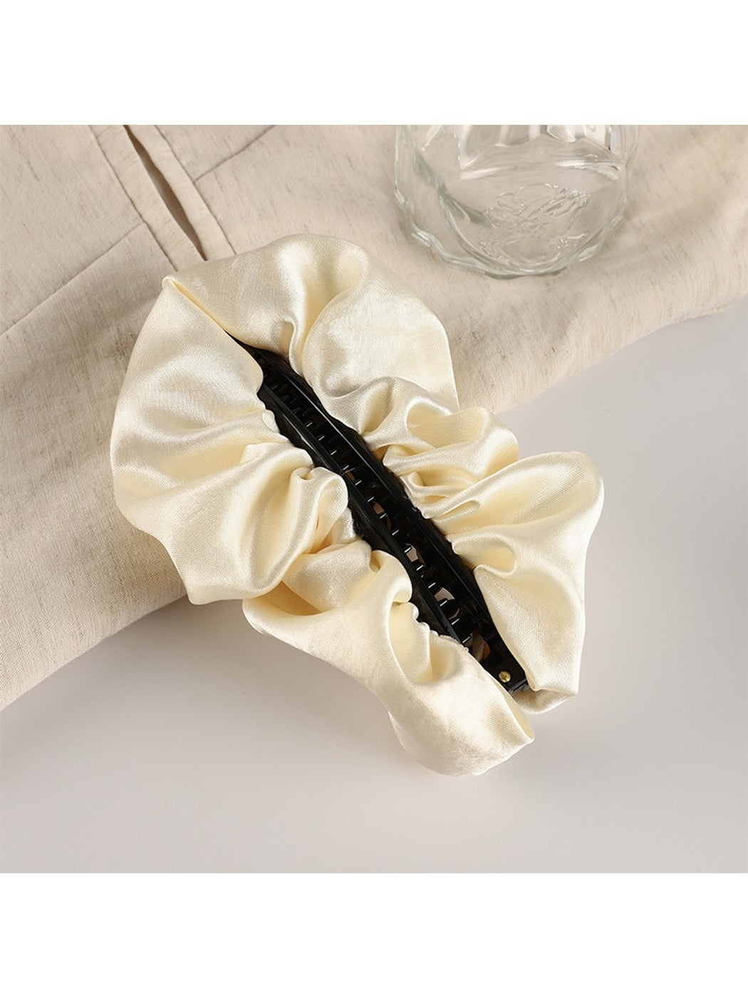 Beau - Ruched Satin Look Cloud Shape Banana Clip
