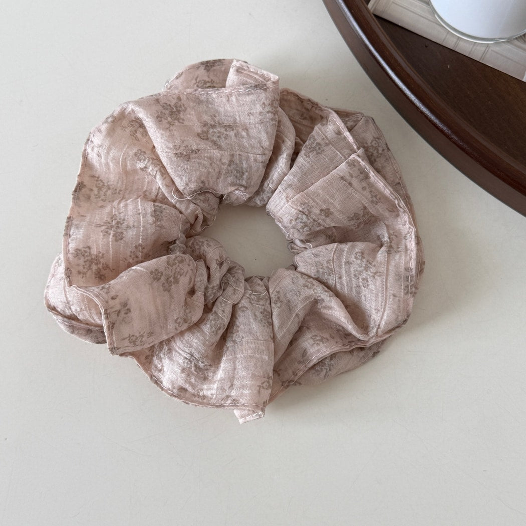 Gifty - Double Layer Floral Print Ruffled Scrunchie