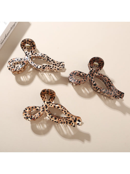 Beau - Chic Leopard Print Bow Claw Clip