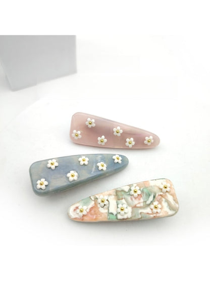 Beau - Floral Acetate Triangular Side Hair Clip