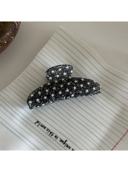 Beau - Glitter Star Pattern Acrylic Arc Claw Clip