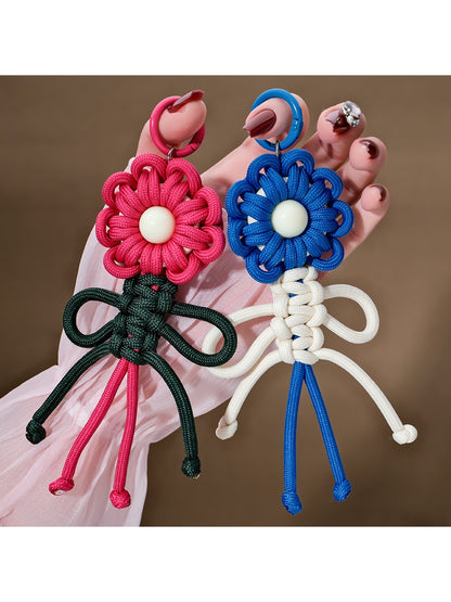 Keypus - Nylon and Alloy Floral Hanging Charm Keychain
