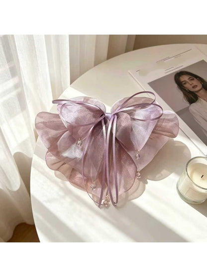 Beau - Mesh Bow Decorative Ponytail Hair Claw Clip
