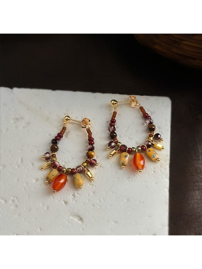 Earedge - Long Dangling Multicolor Beaded Earrings
