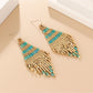 Earedge - Color Block Geometric Tassel Earrings