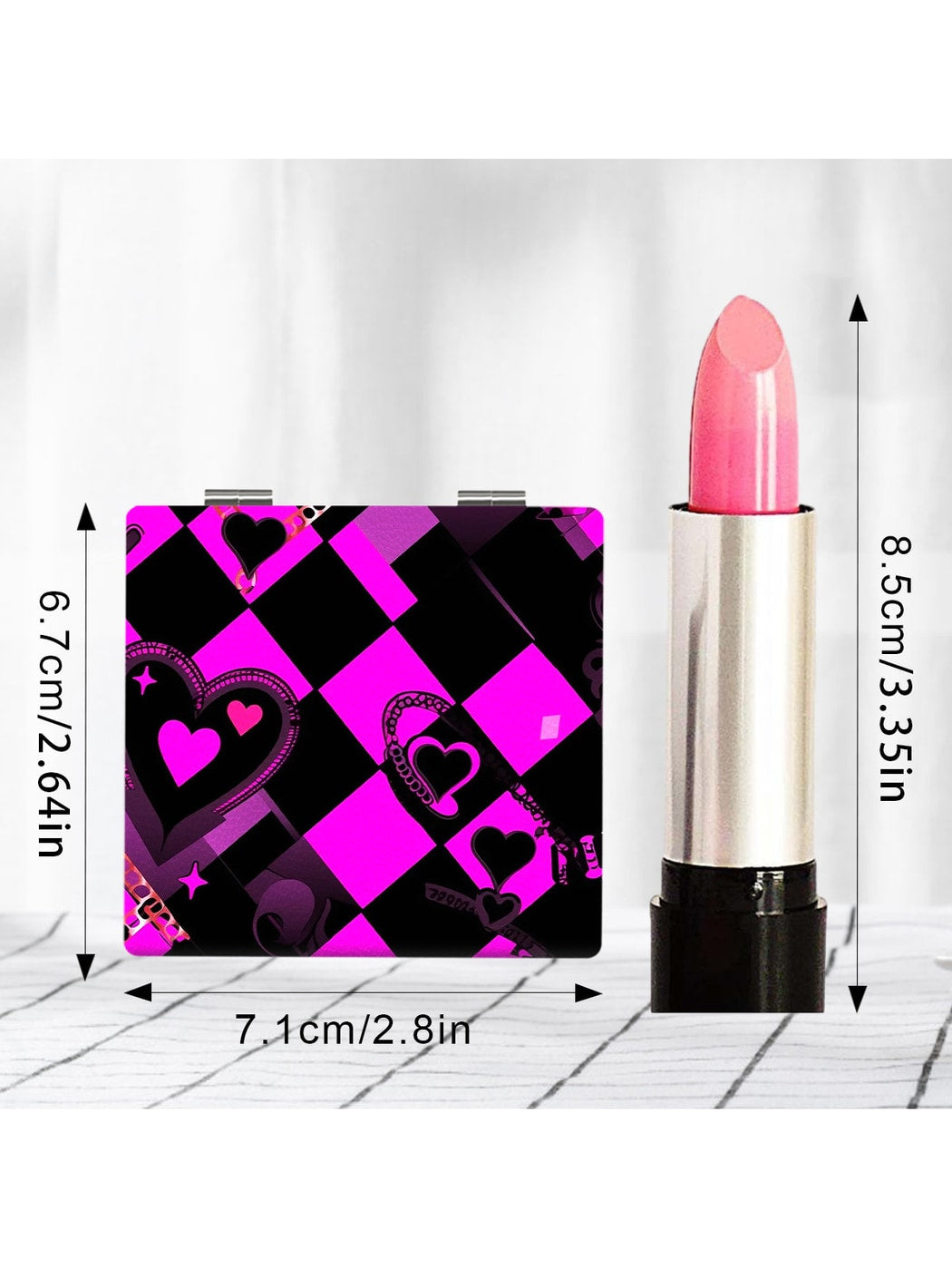 Mirroray - Square Y2K Heart Pattern Compact Folding Mirror