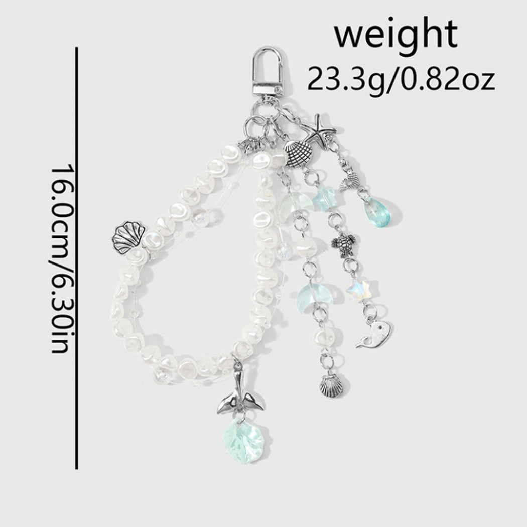 Keypus - Muted Ocean Motif Beaded Keychain