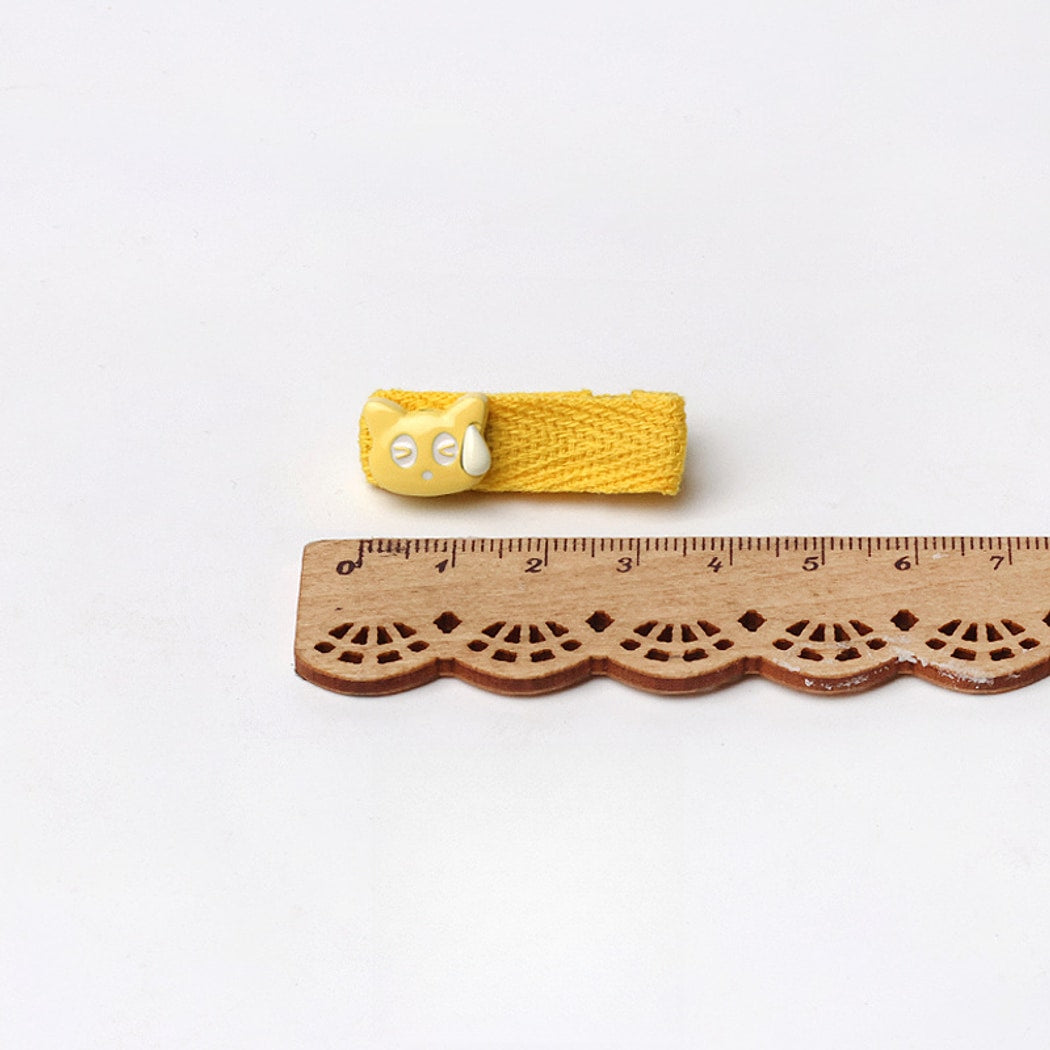 Beau - Cartoon Cat Motif Fabric Trim Hair Clip
