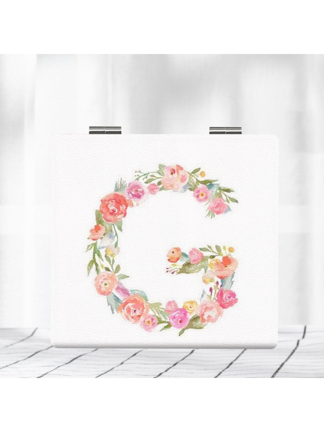 Mirroray - Elegant Floral Letter Print Compact Mirror