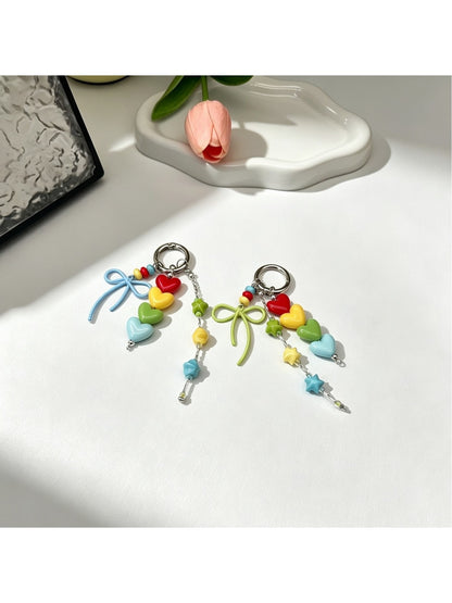 Keypus - Acrylic Heart and Bow Charm Chain Keychain
