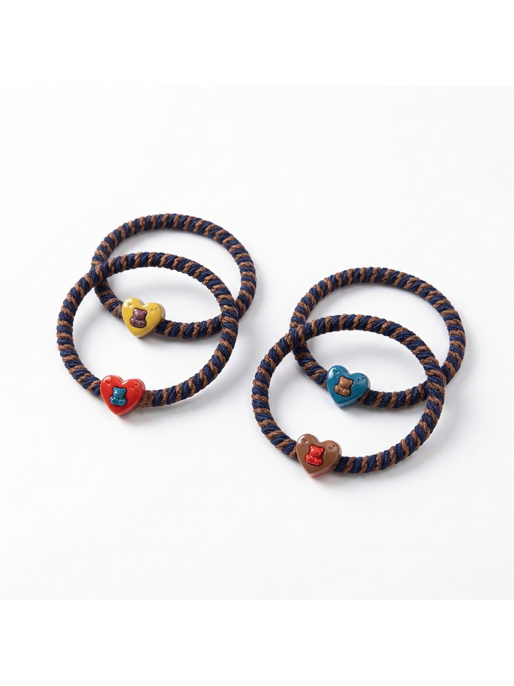 Gifty - Retro Heart Bear Polyester Ponytail Hair Tie