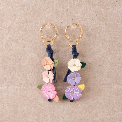 Keypus - Sweet Floral PU Bag Charm Keychain