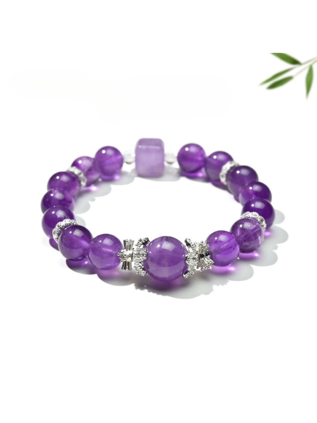Close-up of Lovra elegant crystal beaded bracelet with silver and clear beads