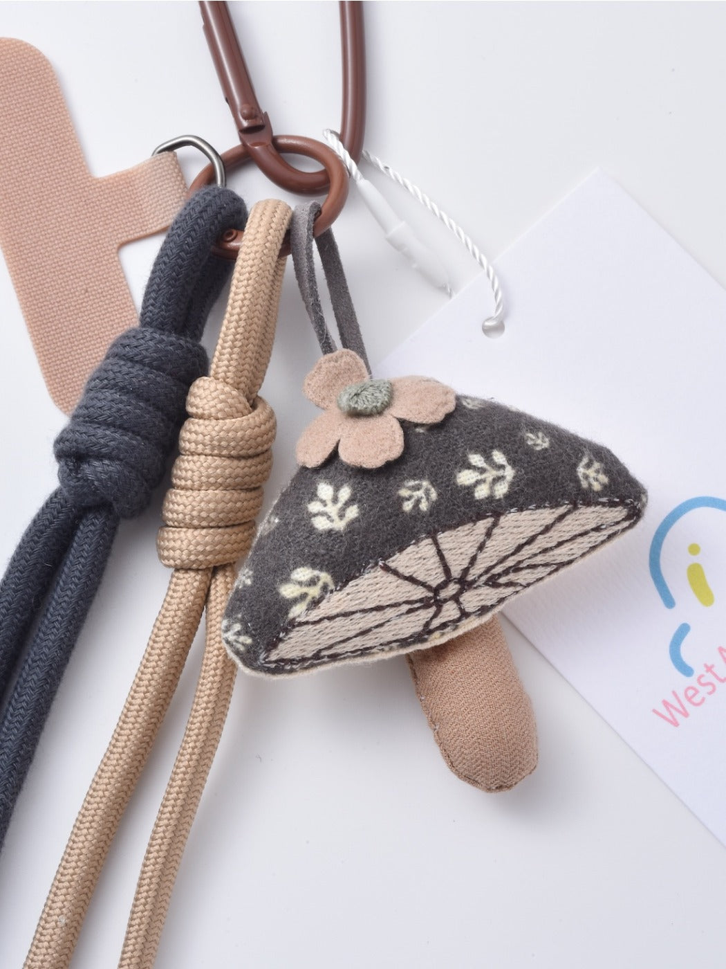Keypus - Gray Floral Pattern Mushroom Keychain