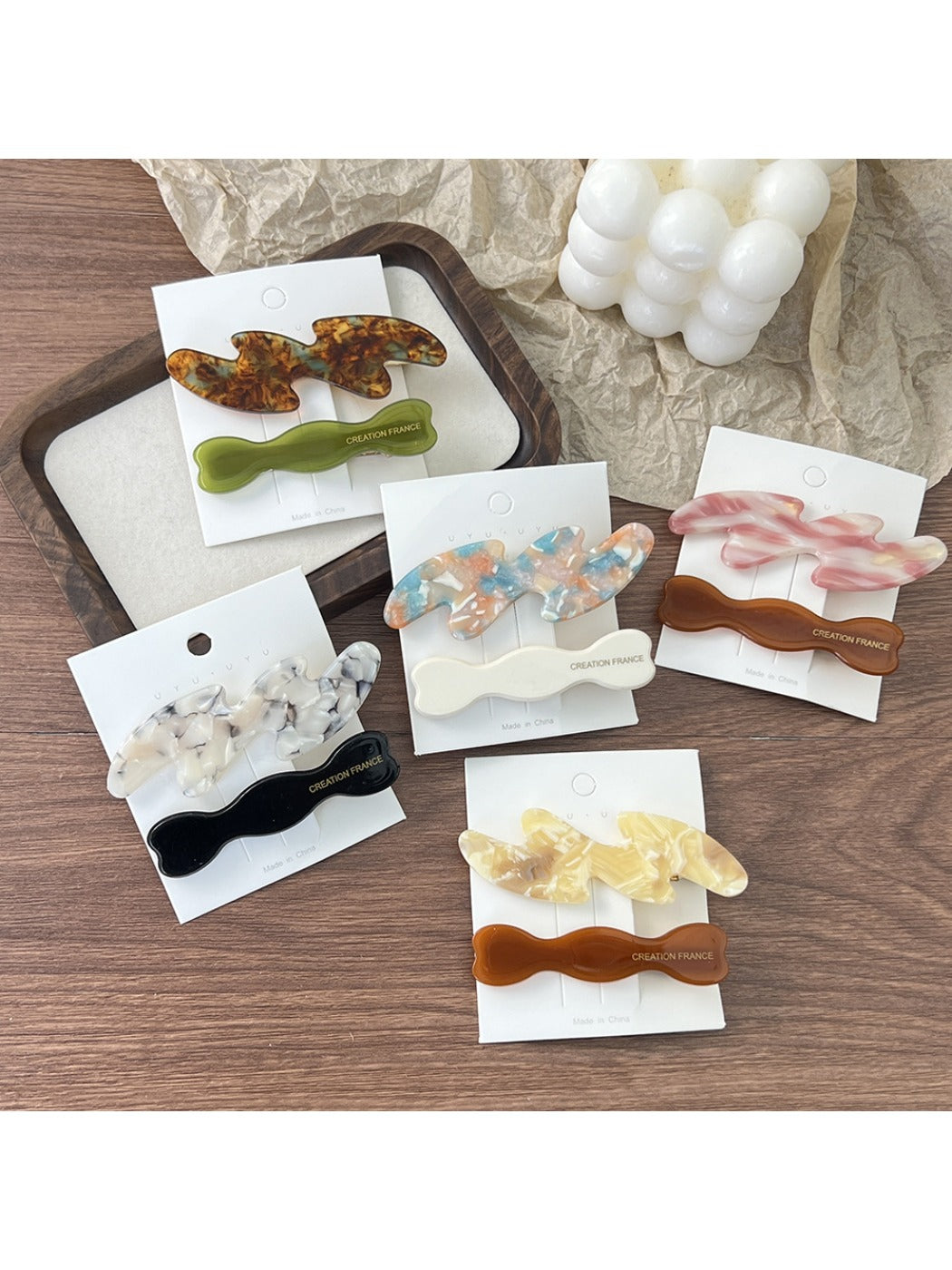 Beau - Acetate Wavy Pattern Hair Clip Set