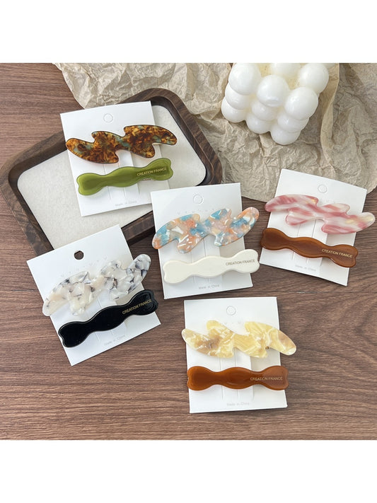 Beau - Acetate Wavy Pattern Hair Clip Set