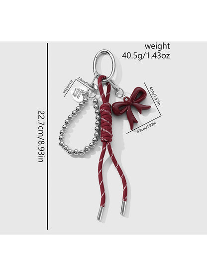 Keypus - Y2K Bow Heart Beaded Cord Bag Charm Keychain