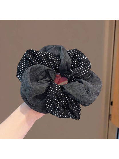 Gifty - Blue Polka Dot Double Layer Hair Tie Vintage
