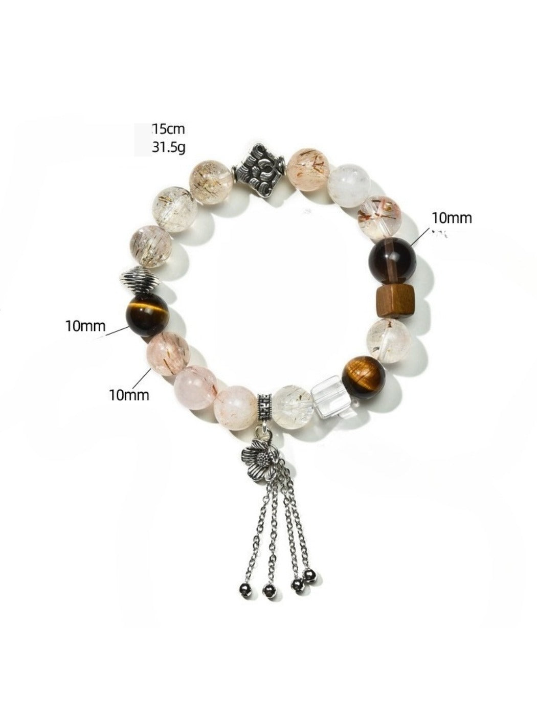 Lovra Black Gold Super Seven bracelet with polished black and gold stones on a black cord