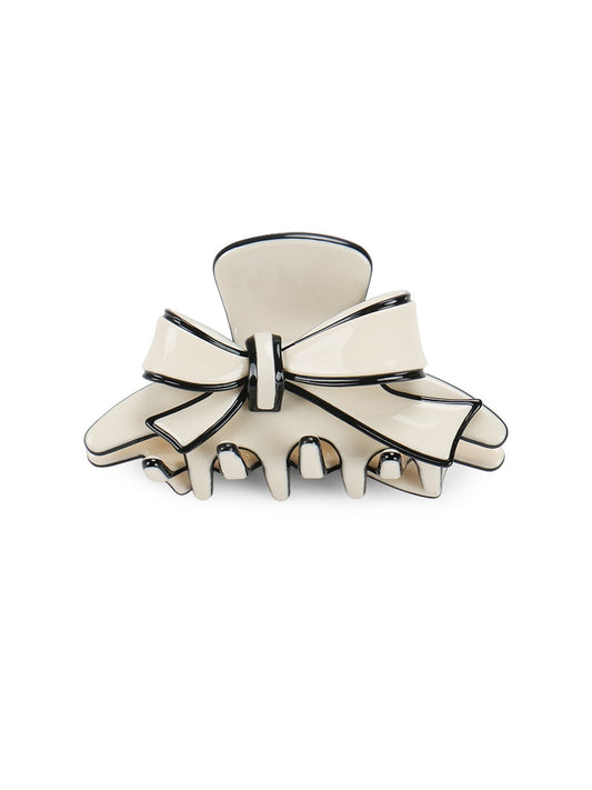 Beau - Acetate Fiber Bow Edge Trim Claw Clip