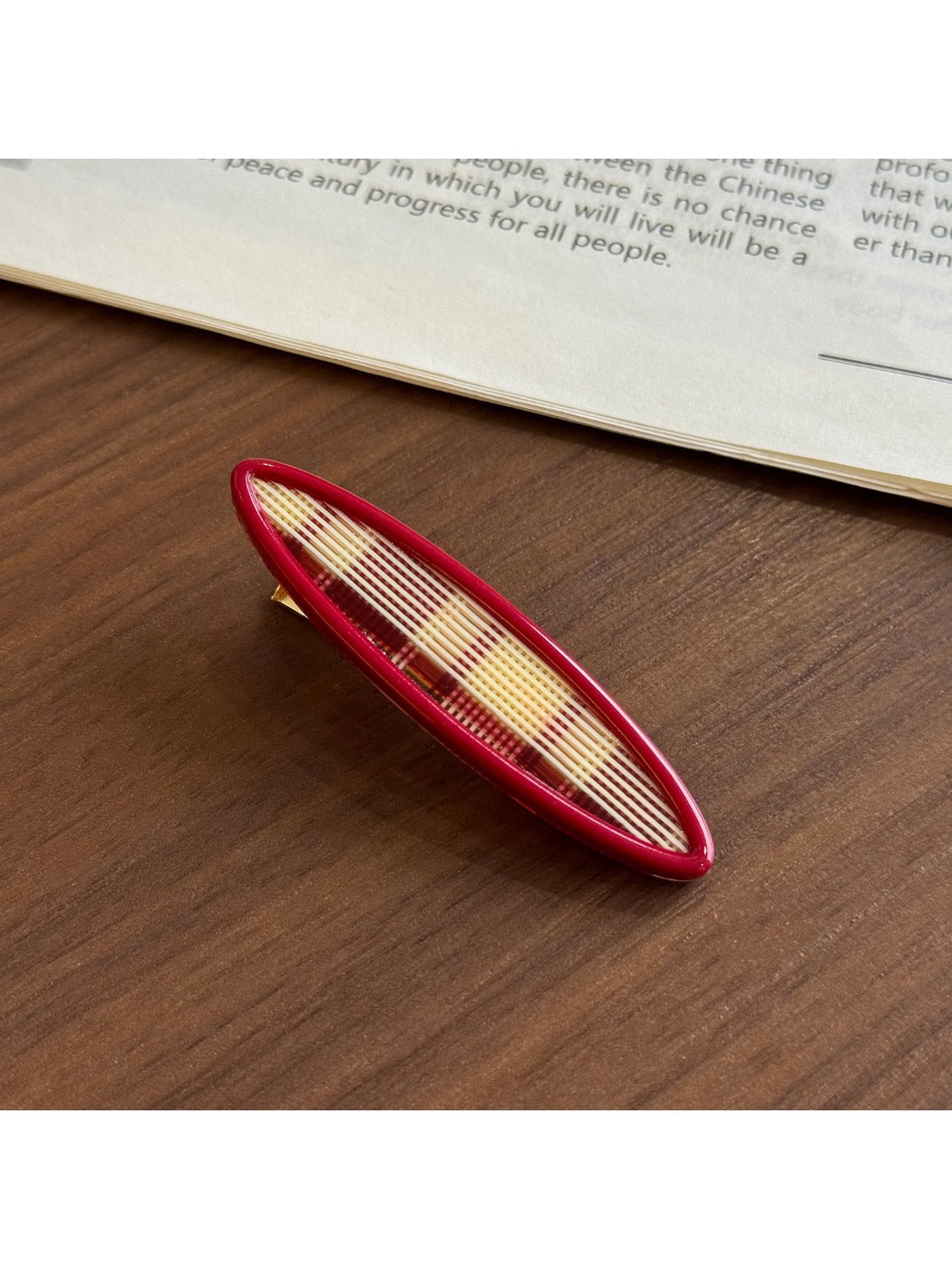 Beau - Plaid Acetate Alloy Side Bangs Hair Clip
