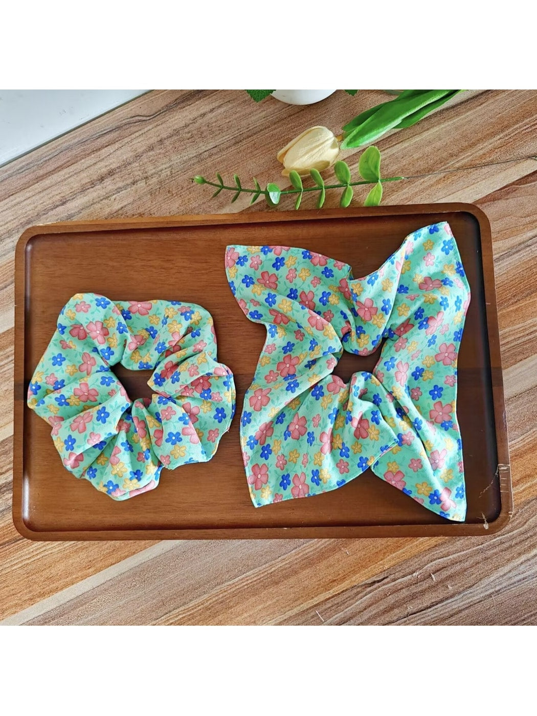 Gifty - Floral Print Polyester Elastic Scrunchie