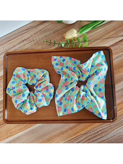 Gifty - Floral Print Polyester Elastic Scrunchie