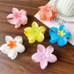 Beau - Glossy Flower Shape Plastic Alloy Claw Clip