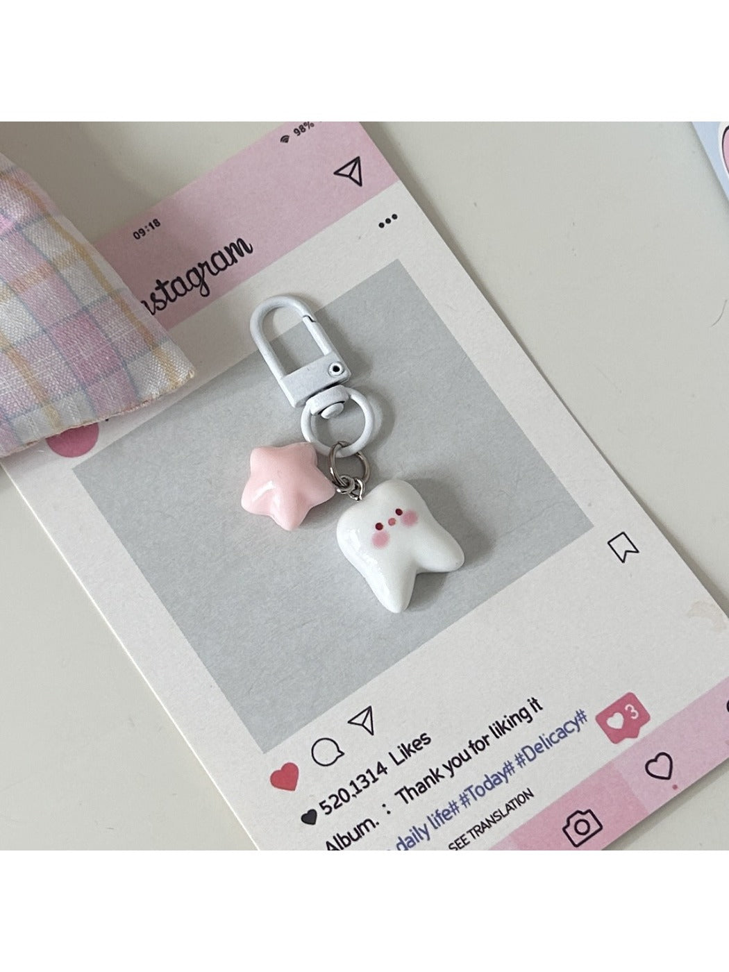 Keypus - Cute Tooth and Star Bag Charm Keychain