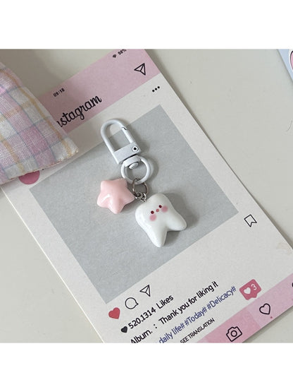 Keypus - Cute Tooth and Star Bag Charm Keychain