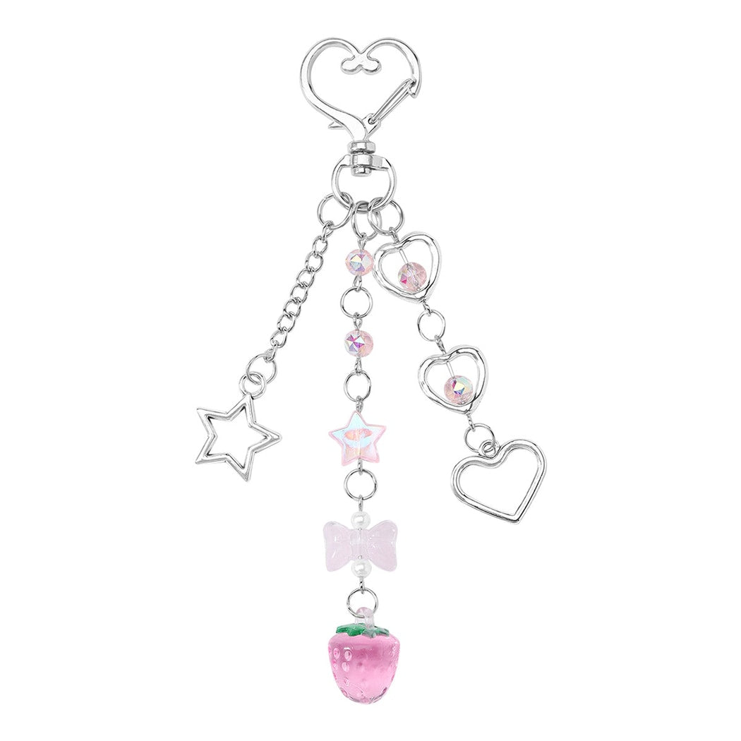 Keypus - Pink Bow Accent Beaded Keychain
