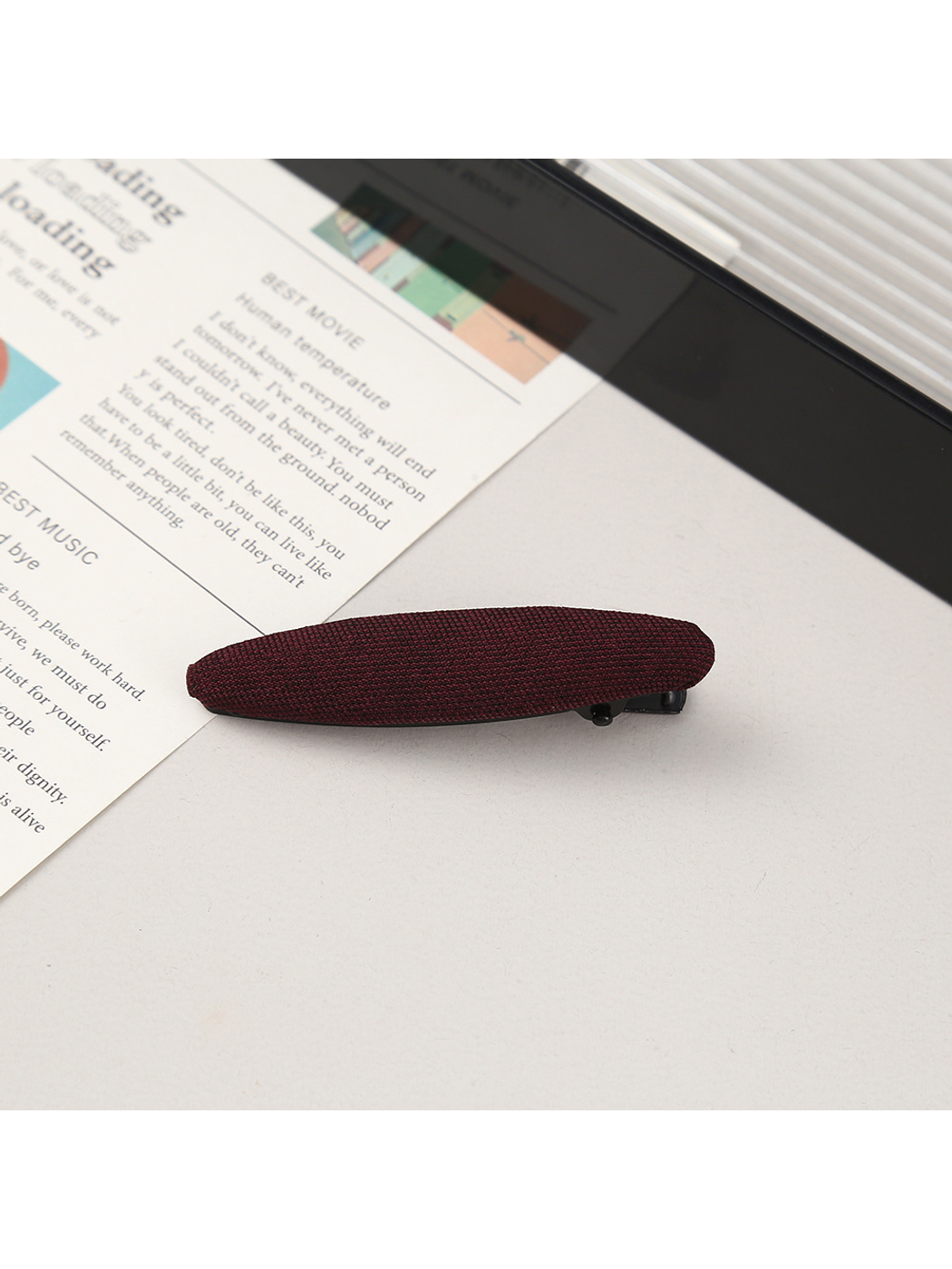 Beau - Solid Color Polyester Oval Hair Clip