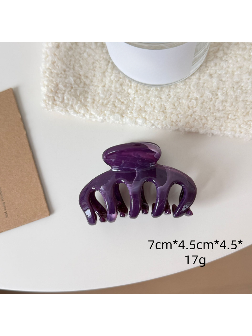 Beau - Marbled Glossy Plastic Hair Claw Clip