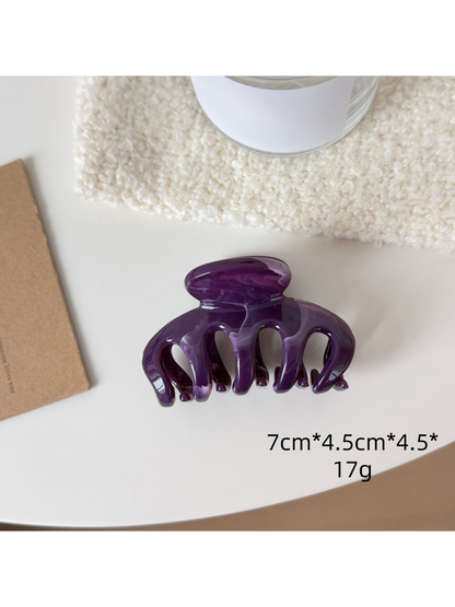 Beau - Marbled Glossy Plastic Hair Claw Clip