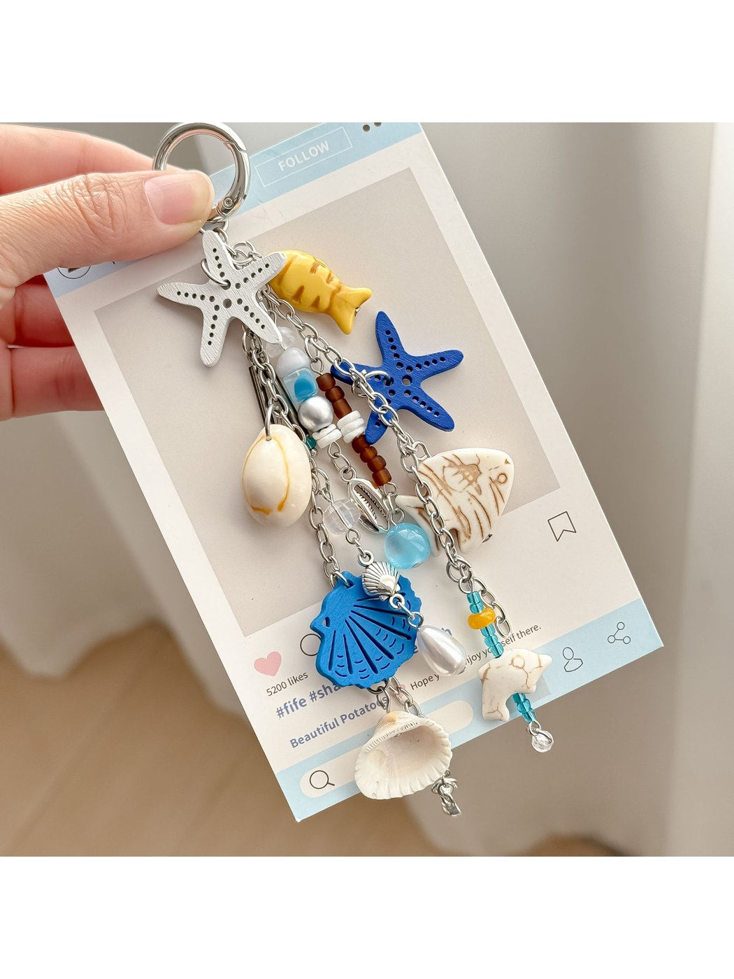 Keypus - Ocean Style Alloy Plastic Pendant Keychain