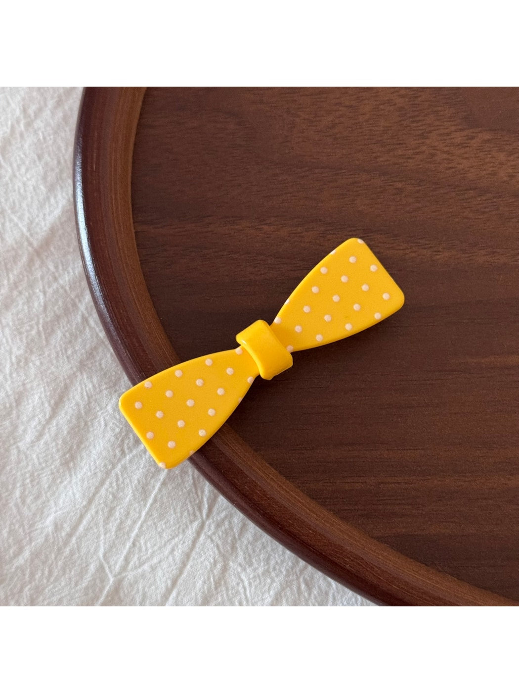 Beau - Dotted Bow Side Bang Barrette Hair Clip