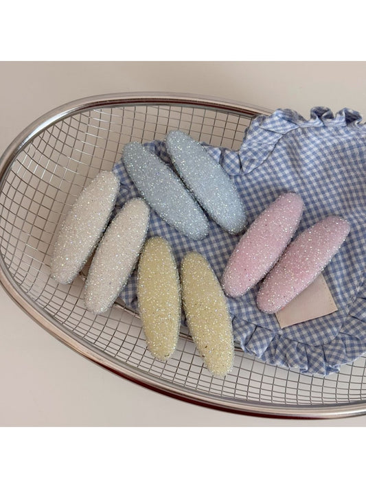 Beau - Mixed Material Textured Oval Side Hair Clip