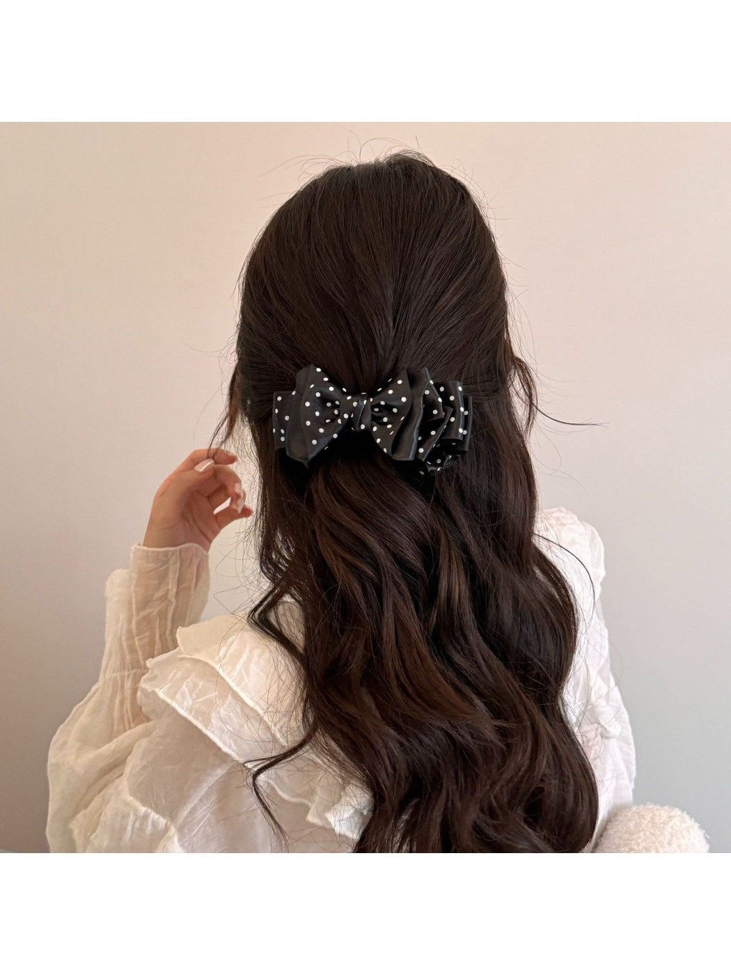Beau - Polka Dot Bow Ponytail Banana Clip