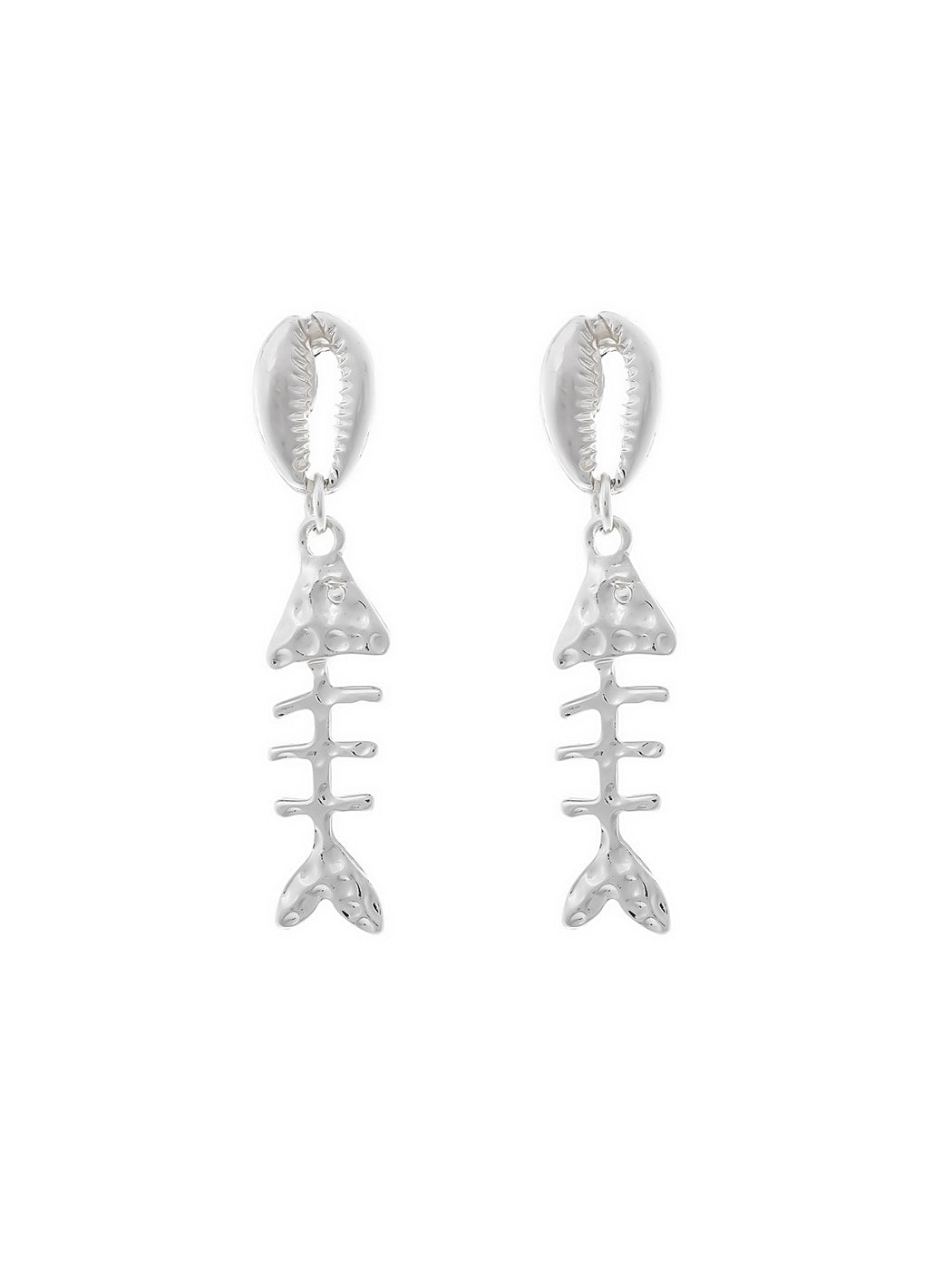 Earedge - Novelty Fish Skeleton Drop Dangle Earrings