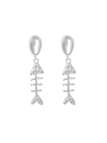 Earedge - Novelty Fish Skeleton Drop Dangle Earrings