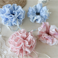 Gifty - Ruffled Gingham Ribbon Bow Hair Scrunchie