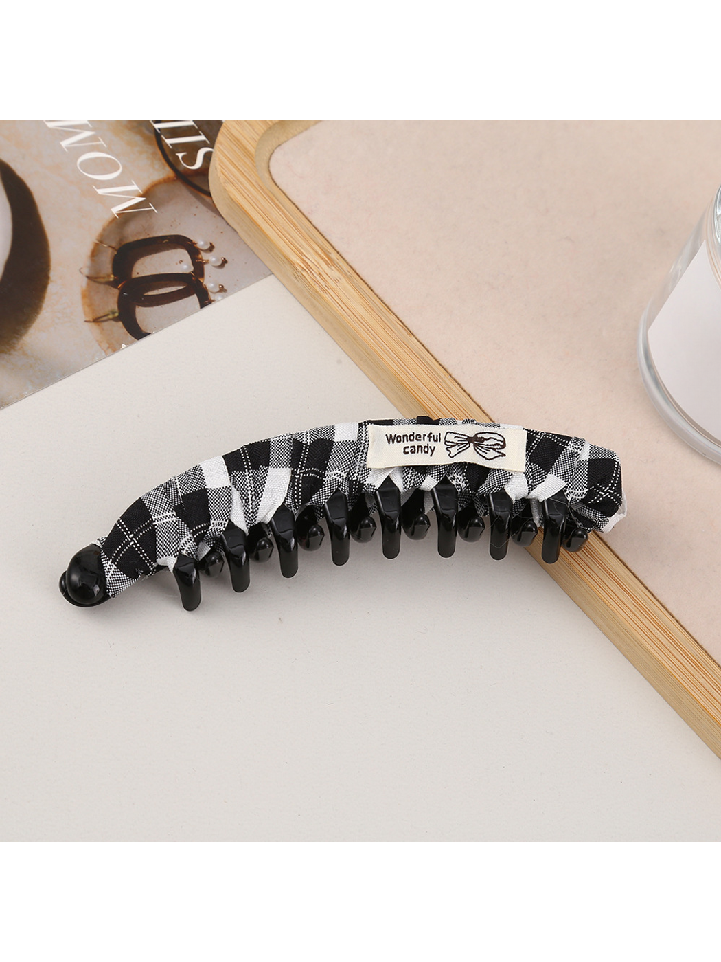 Beau - Retro Plaid Curved Hair Styling Banana Clip