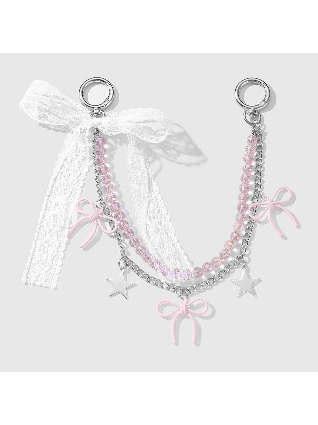 Keypus - Y2K Beaded Bow and Heart Keychain Bag Charm