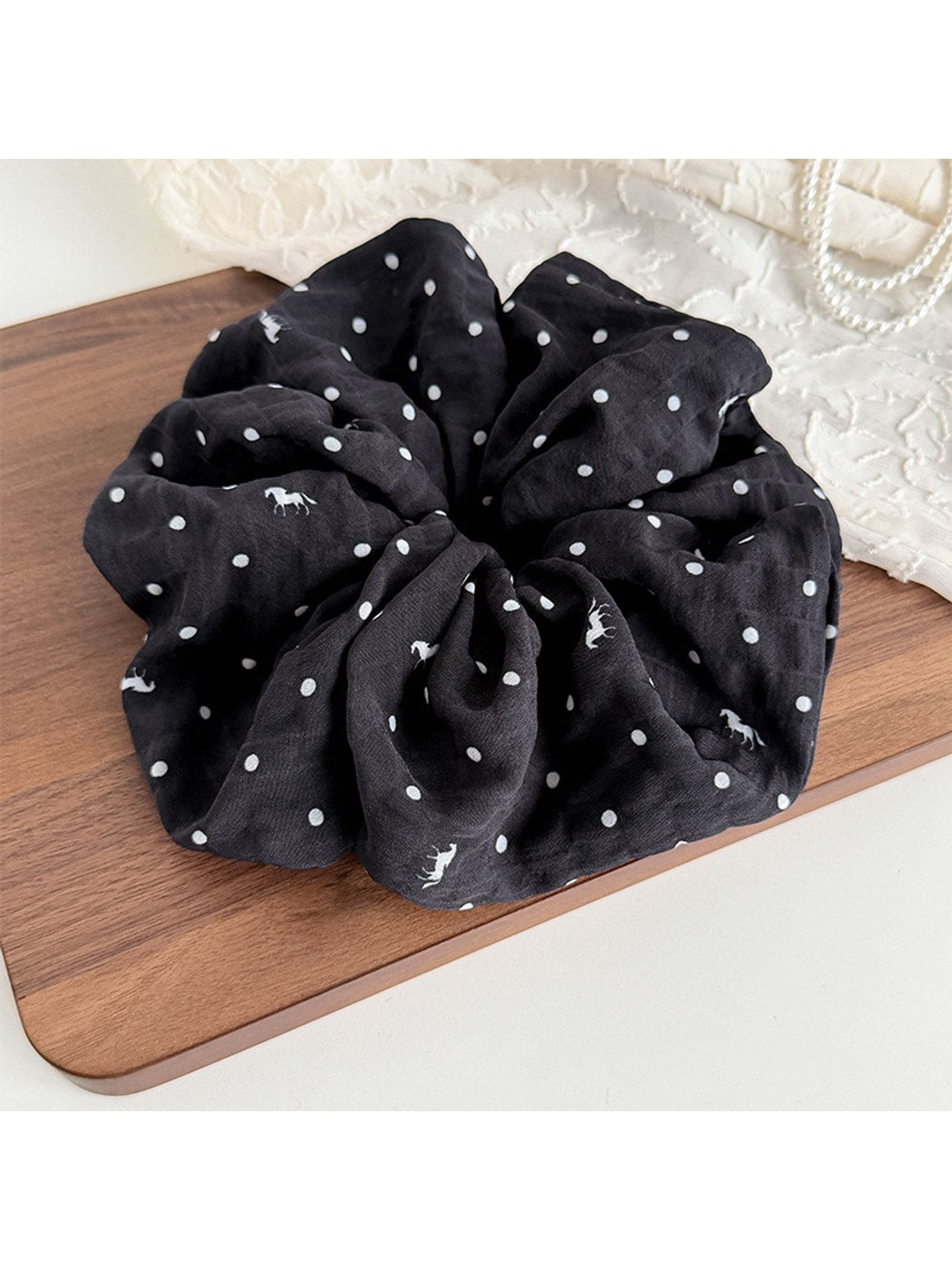 Gifty - Polka Dot Ruched Polyester Scrunchie