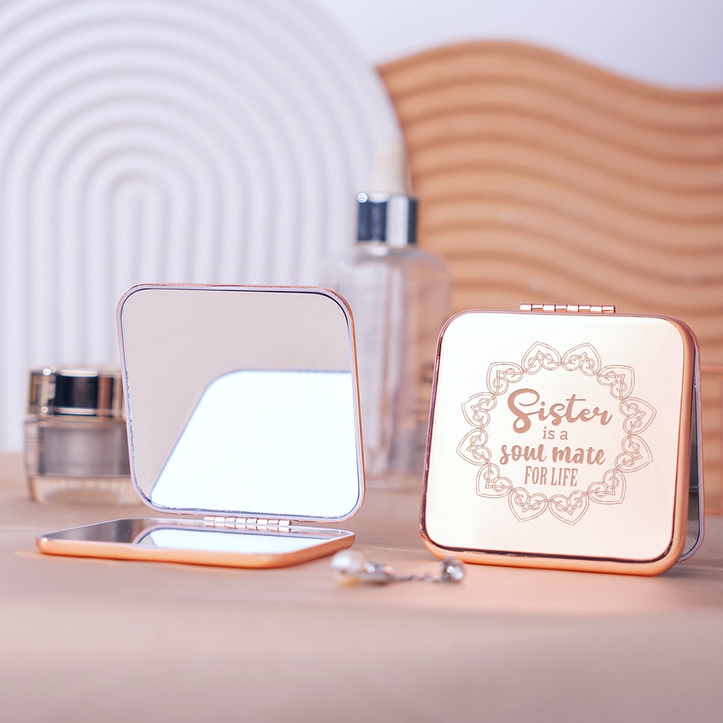 Mirroray - Square Folding Glass Compact Makeup Mirror