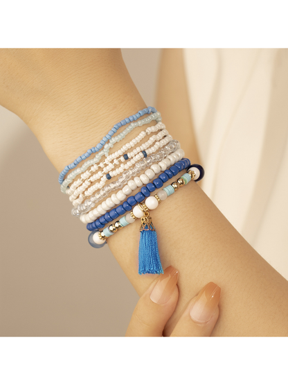 Lovra - Bohemian Layered Beaded Tassel Bracelet