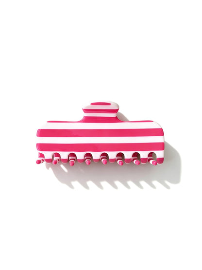 Beau - Rounded Striped Acetate Hair Claw Clip