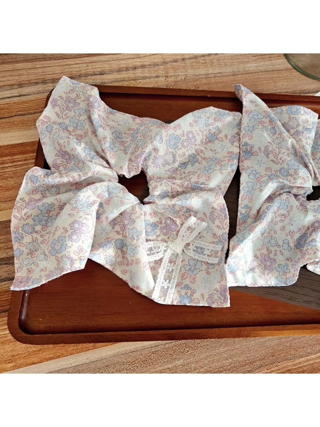 Gifty - Dreamy Floral Polyester Fabric Bow Scrunchie