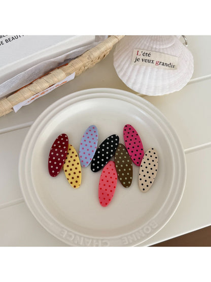 Beau - Oval Polka Dot Acetate Fiber Hair Clip