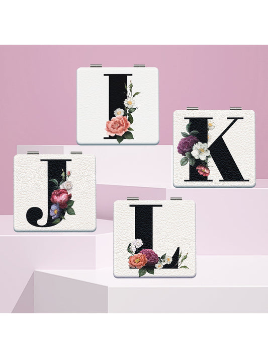 Mirroray - Floral Letter Print Folding Compact Mirror